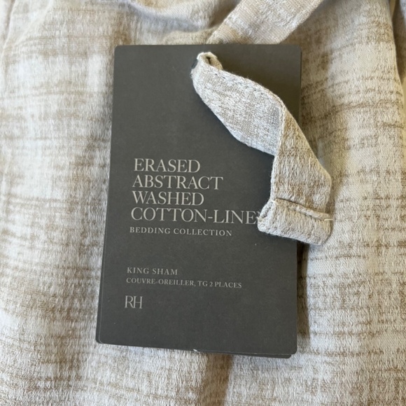 Restoration Hardware King Erased Abstract Washed Cotton-Linen Pillow Sham - Picture 3 of 7